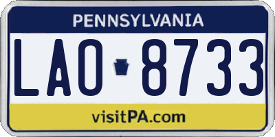 PA license plate LAO8733