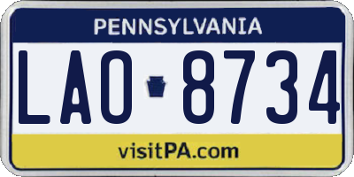 PA license plate LAO8734