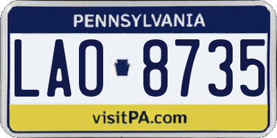 PA license plate LAO8735