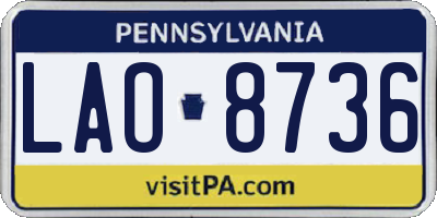 PA license plate LAO8736