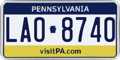 PA license plate LAO8740