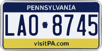 PA license plate LAO8745