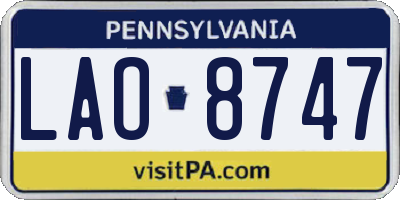 PA license plate LAO8747