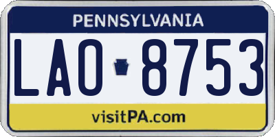 PA license plate LAO8753