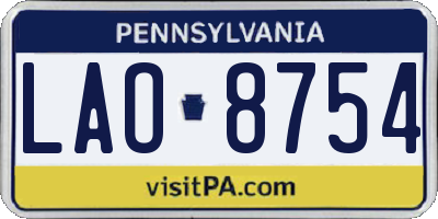 PA license plate LAO8754