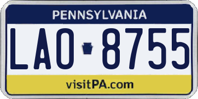 PA license plate LAO8755