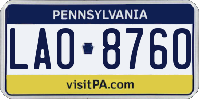PA license plate LAO8760