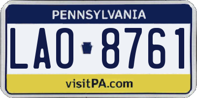 PA license plate LAO8761