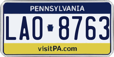 PA license plate LAO8763