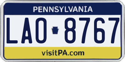 PA license plate LAO8767
