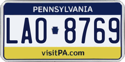 PA license plate LAO8769