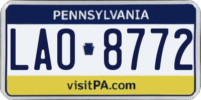PA license plate LAO8772