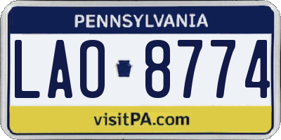 PA license plate LAO8774