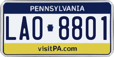 PA license plate LAO8801