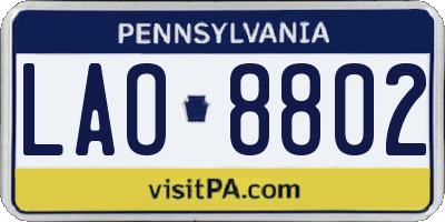 PA license plate LAO8802