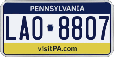 PA license plate LAO8807