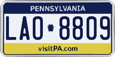 PA license plate LAO8809