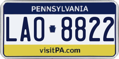 PA license plate LAO8822
