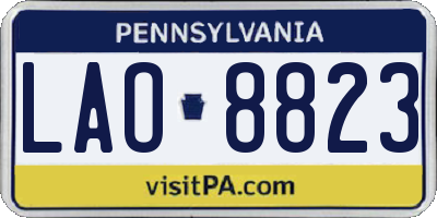PA license plate LAO8823