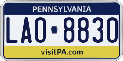 PA license plate LAO8830