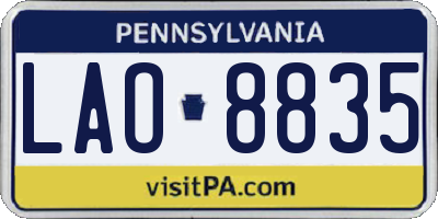 PA license plate LAO8835