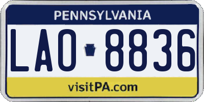 PA license plate LAO8836