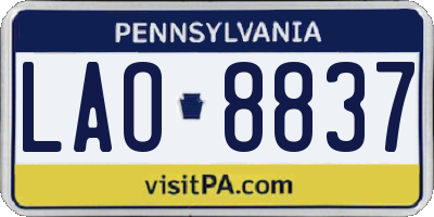 PA license plate LAO8837