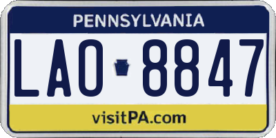 PA license plate LAO8847