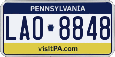 PA license plate LAO8848
