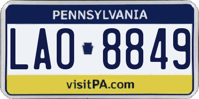 PA license plate LAO8849