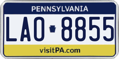 PA license plate LAO8855