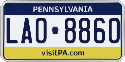 PA license plate LAO8860