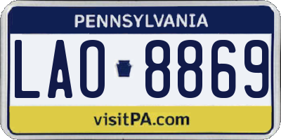 PA license plate LAO8869