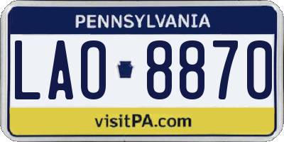 PA license plate LAO8870