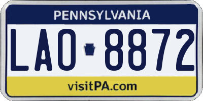 PA license plate LAO8872