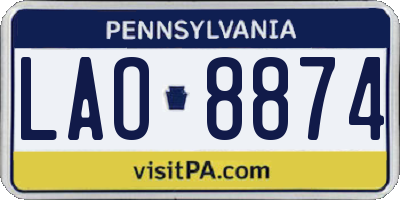 PA license plate LAO8874