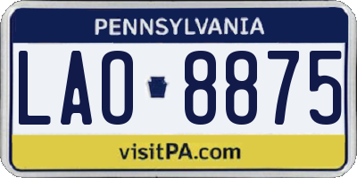 PA license plate LAO8875