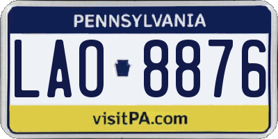 PA license plate LAO8876
