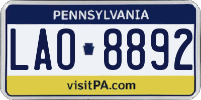 PA license plate LAO8892