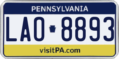PA license plate LAO8893