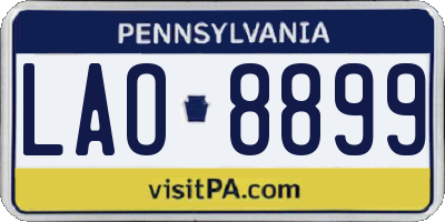 PA license plate LAO8899
