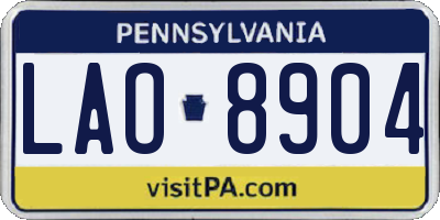 PA license plate LAO8904