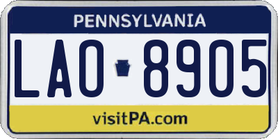 PA license plate LAO8905