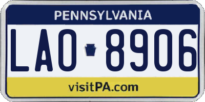 PA license plate LAO8906