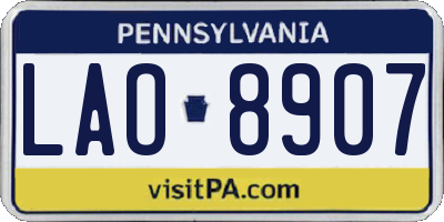 PA license plate LAO8907