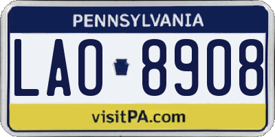 PA license plate LAO8908