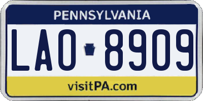 PA license plate LAO8909