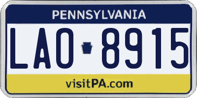 PA license plate LAO8915
