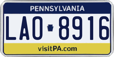 PA license plate LAO8916
