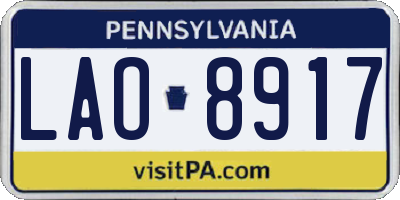 PA license plate LAO8917